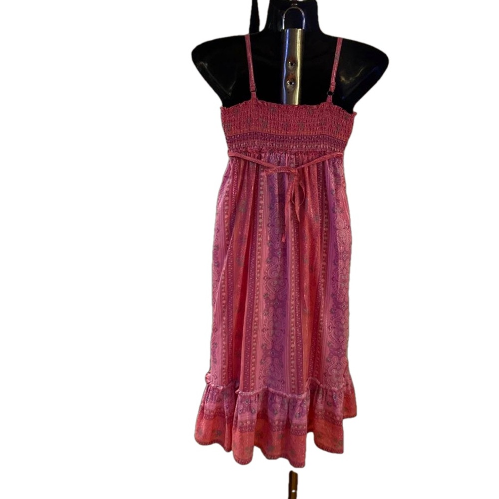 Size 7 Justice Pink Floral Paisley Print Full Length Lined Halter Maxi Dress - Picture 8 of 15
